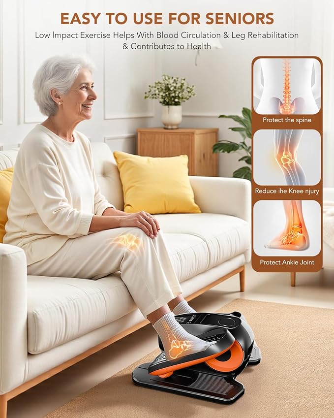 Under Desk Elliptical Machine, Leg Exerciser Electric as Seen on TV for Seniors, 24 Modes Romote Control Home Workout Exercise Equipment