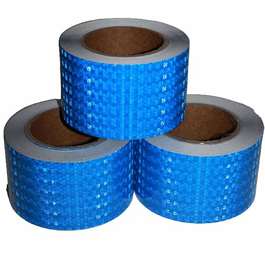 Blue Reflective Tape 3 inch Wide, Outdoor Waterproof High Visibility Warning Industrial Marking Tape, Safety Stickers (68 feet,3 Rolls)