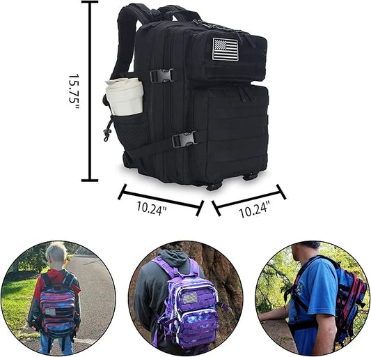 25L Tactical Backpack for Men and Women Military Backpack Small Assault Pack Molle Backpack Bug Out Bag Travel Rucksack Daypack (Black)