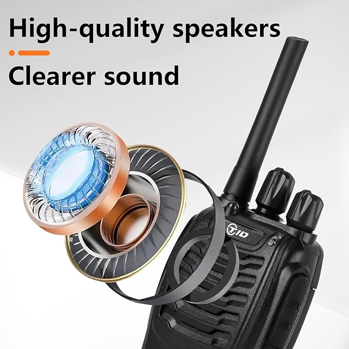 TIDRADIO Walkie Talkies Long Range 6 Pack, Rechargeable Two Way Radios for Adults with Earpiece, 22 Channels Portable Radios with Flashlight for Jobsite, Outdoor Camping, Hiking