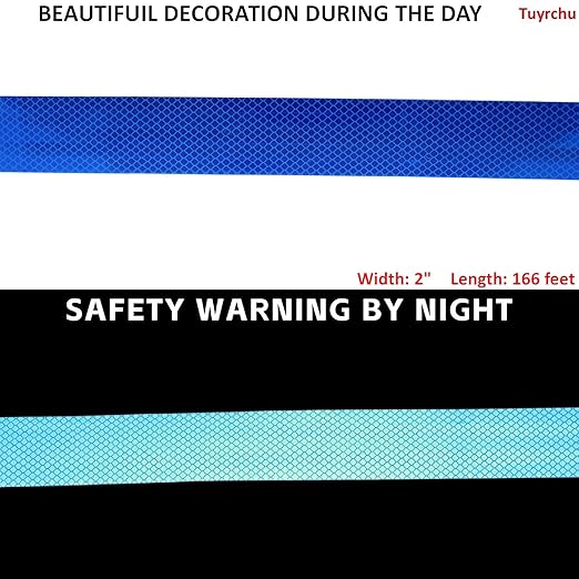 Industrial Non Fading Reflective Tape Blue 2 inch Wide, Outdoor Waterproof High Visibility Safety Adhesive Reflector Strips (166 feet)