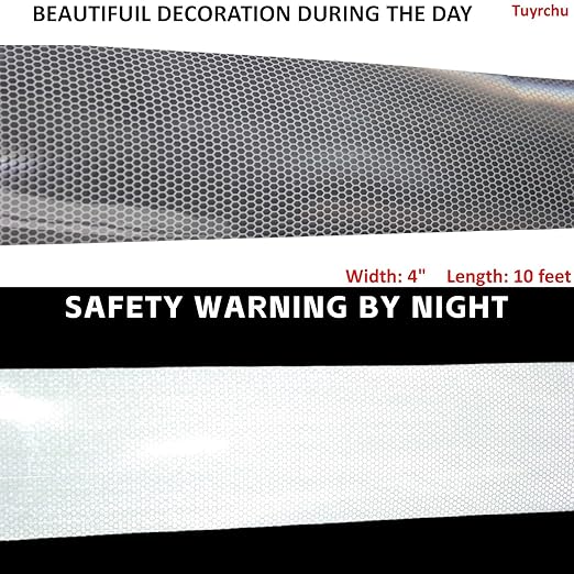 Industrial Reflective Tape Silver 4 inch for Cars, Outdoor Waterproof Hazard Conspicuity Warning Marking Tape (10 feet)