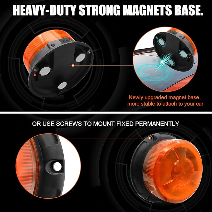 AnTom Magnetic Wireless Strobe Light, Waterproof Rechargeable LED Beacon Lights for Trucks, Vehicle Emergency Flashing Warning, forklifts,Tractors,Golf Carts,Cars