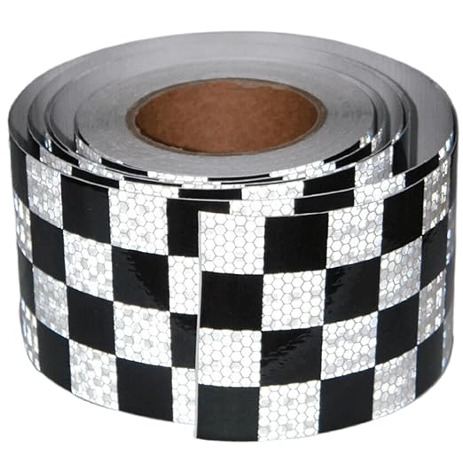 Black White Reflector Tape 4 Inch x 68 Feet, Outdoor Waterproof High Visibility Stickers, High Intensity Safety Strips