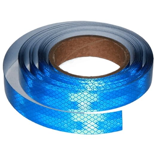 Industrial Non Fading Reflective Tape Blue 1 inch Wide, Outdoor Waterproof High Visibility Safety Adhesive Reflector Strips (16 feet)