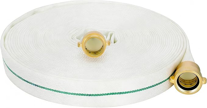 Fire Hose, 1-1/2"" ID X 100 FT Single Jacket TPU and 435 PSI Burst Pressure Industrial 1.5 Inch Fire Hose with NST/NH Brass Couplings, Suitable for Rescuing, Irrigating, Industrial and Urban Cleaning