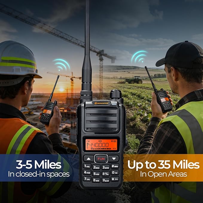HA-25D FRS Two-Way Radios: 160-Hour Endurance Walkie Talkie, 35-Mile Long Range Walkie Talkies, VOX, Group, Squelch Level Selectable Radios for Adult, 2Pack