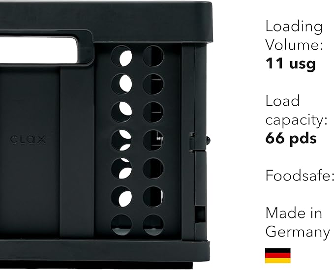 CLAX® The Original | Made in Germany | Multi Use Functional Collapsible Carts | Mobile Folding Trolley | Storage Cart Wagon | Shopping Cart with 2 Storage Crates (Black)