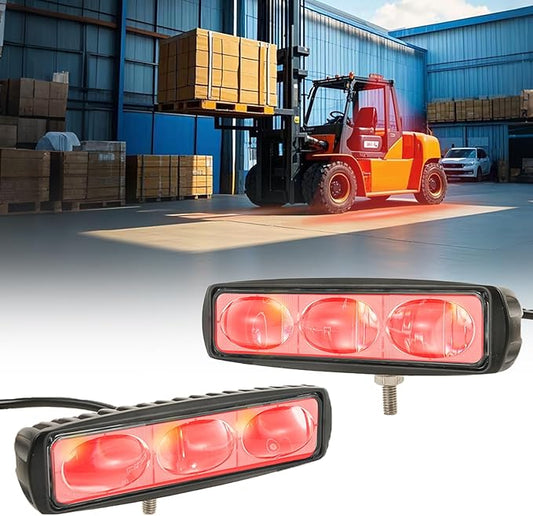 3-Lens High-Brightness Forklift Warning Light, Red LED Forklift Safety Light, 30W DC 12V-100V, Adjustable Beam & Easy Installation for AGV, Warehouse & Industrial Vehicles (2Pcs)