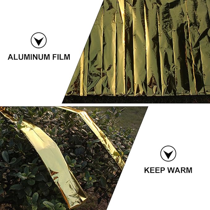2Pcs Heavy Duty Emergency Thermal Survival Blankets Portable Insulated Reflective Tarps for Outdoor Camping Hiking and Cold Weather Protection