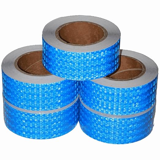 Industrial Reflective Tape Blue 2 inch Wide, Outdoor Waterproof High Visibility Safety Warning Adhesive Strips (66 feet, 5 Rolls)