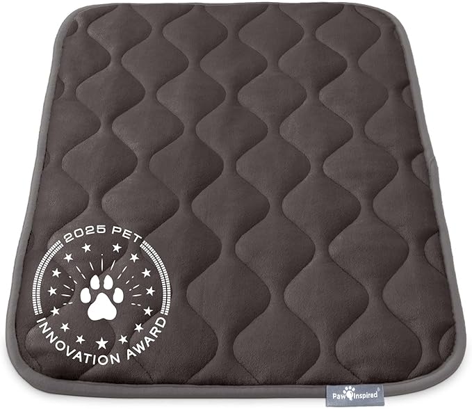 Paw Inspired Washable Padded Crate Mats for Dogs | 29” x 18” Pad, Fits 30-inch Kennels | Leakproof, Waterproof Bottom, Plush Pet Beds (Gray)