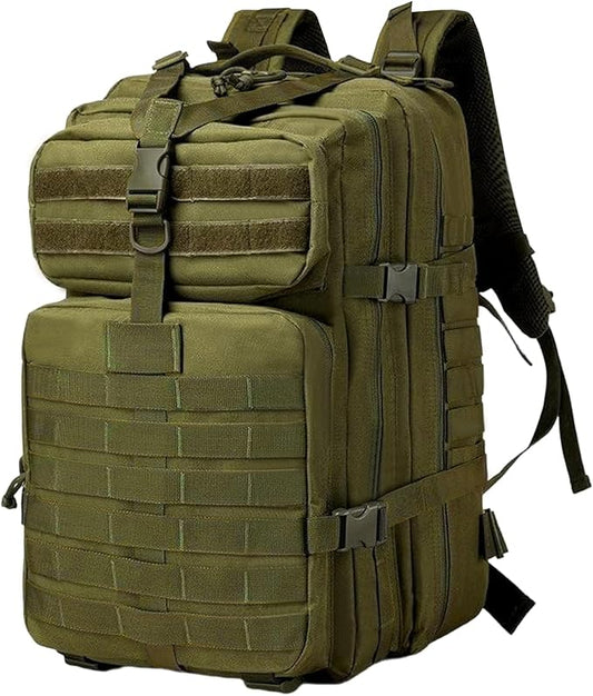 aiGear 45L Tactical Backpack for Men, All-Weather Military Assault Rucksack,3-Day Combat Pack with Molle System (45L Green)