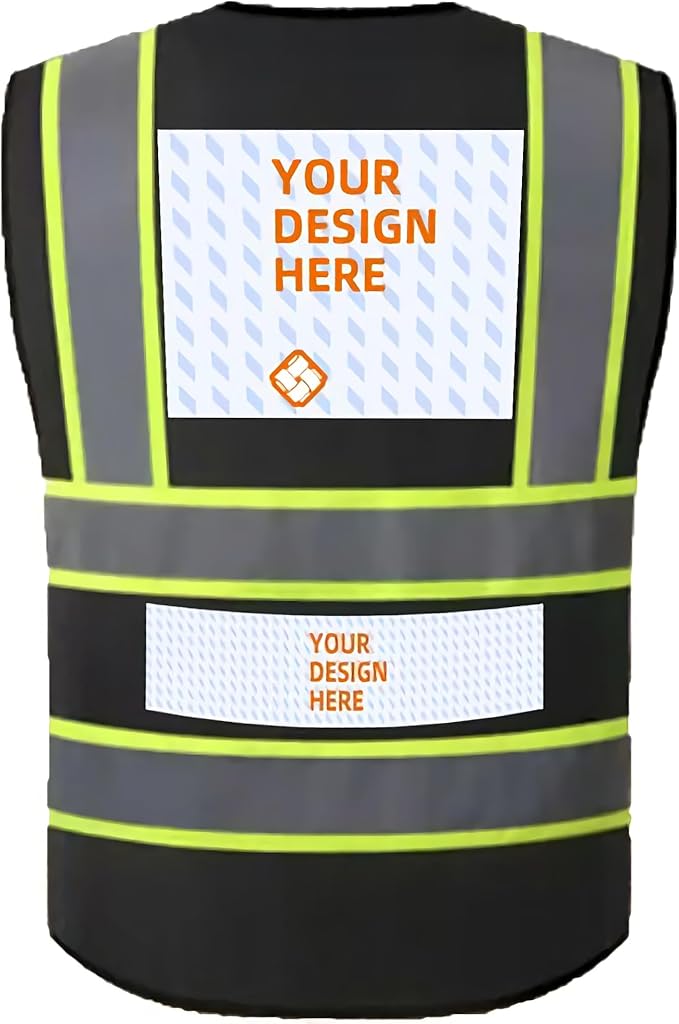 Custom Safety Vest Personalized Logo Hi Vis Class 2 Reflective Multi Pocket Zipper Construction Work Vest