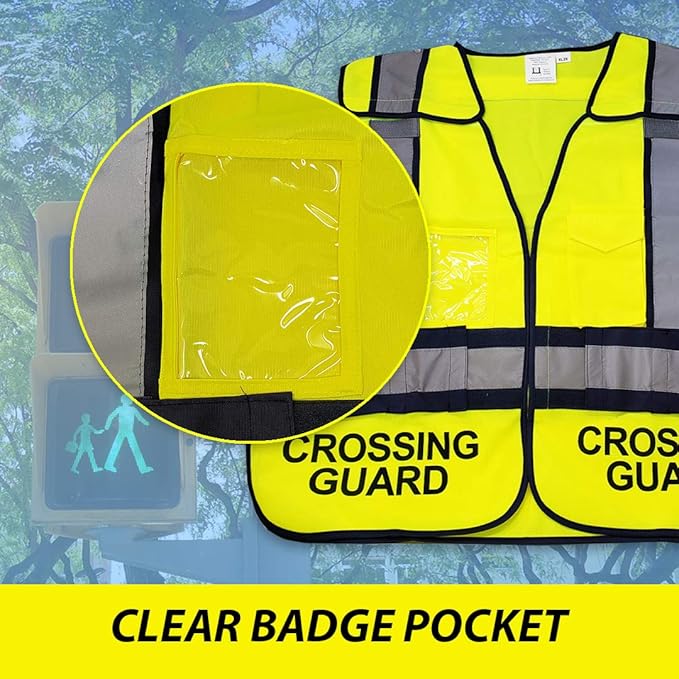 VIEWBRITE Reflective (Class 2) Crossing Guard Vest Lime Green - School Crossing Guard Vest with 5 Point Breakaway High Visibility Yellow/Green Neon