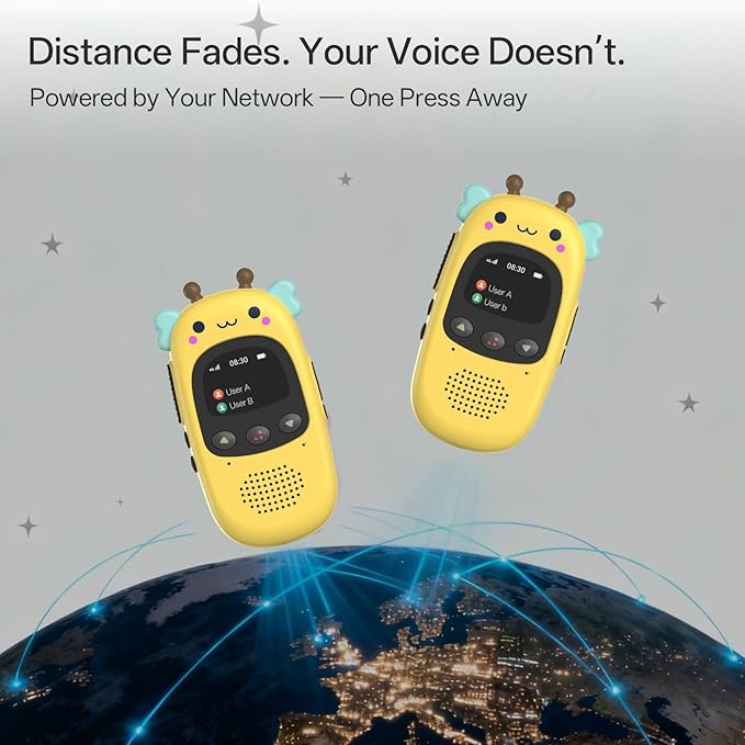 CBCBTWO GM-168 Bee 4G LTE PoC Walkie Talkies, Long Range Push-to-Talk Two Way Radio, No Monthly Fee, 1st Year SIM Included for Couples Parents Family Outdoor Use