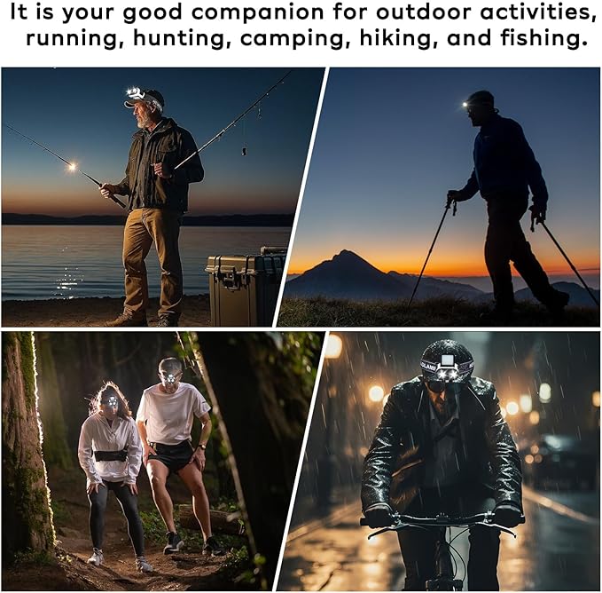 2 Pcs LED Hat Light, 900lm Dimmable Clip on Cap Lights, Headlamp Rechargeable, 180°Adjustable Hands Free Hat Flashlight Headlamp Waterproof for Hiking, Running, Fishing, Cycling, Emergency (White)