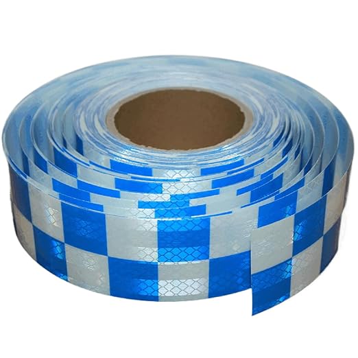 Reflective Tape Blue and White 2 inch Wide for Cars, Outdoor Waterproof High Visibility Safety Warning Adhesive Strips (166 feet)