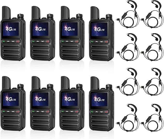 Nationwide Unlimited Range Walkie Talkies Poc Two-Way Radio Long Range,Pre-Installed SIM Card (Free for Life) Suitable for Fleet Dispatch/Construction Site Collaboration(Glossy Black 8)