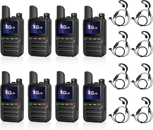 Nationwide Unlimited Range Walkie Talkies Poc Two-Way Radio Long Range,Pre-Installed SIM Card (Free for Life) Suitable for Fleet Dispatch/Construction Site Collaboration(Glossy Black 8)