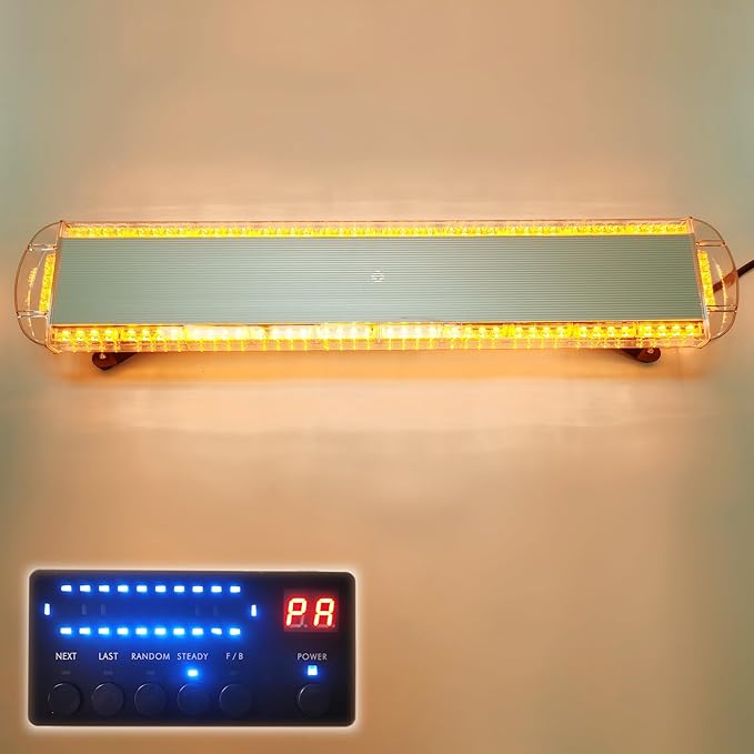 CFLMYYXGS Silver Case 26 Strobe Patterns Emergency Warning Light bar Flashing Vehicles Security Law Snowplow Tow Trucks Crane Construction Cars Wreckers Beacon Light (88 LED-Amber)