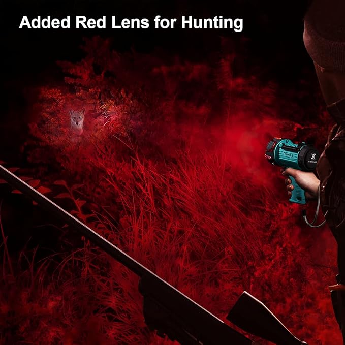 YIERBLUE Rechargeable Spotlight with Super Bright 90,000 Lumen LED, IP67 Waterproof Handheld Flashlight Searchlight with Detachable Red Light Filter
