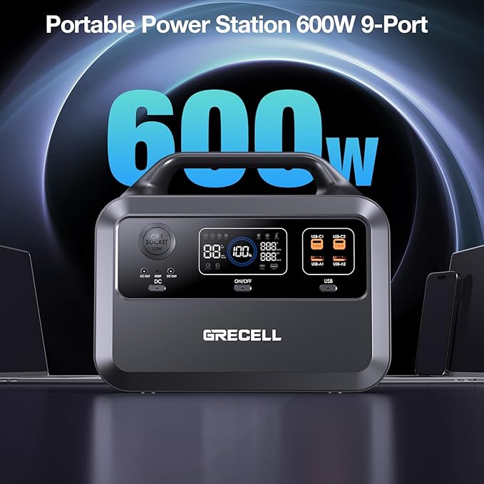 GRECELL Portable Power Station 460Wh 600W