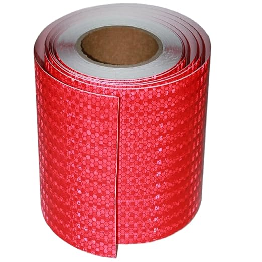 Red Reflective Tape Outdoor Waterproof 8 inch High Visibility Hazard Conspicuity Safety Industrial Marking Tape (66 feet)