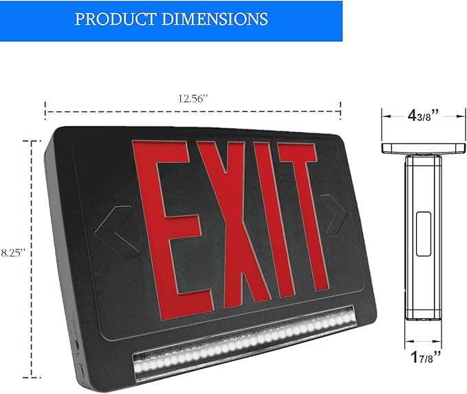 Ciata 6 Pack Ultra Bright Energy-efficient Lighted Exit Signs with Battery Backup, Indoor Led Emergency Exit Sign, Battery Powered Exit Sign, Exit Signs for Business, Led Adjustable Light Pipe Combo