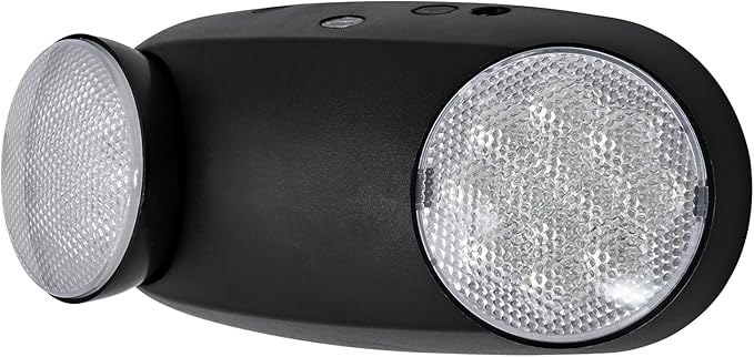 TANLUX LED Emergency Lights with Battery Backup, Two Head Adjustable Commercial Emergency Lights, UL Listed, AC 120/277V, Hardwired Emergency Exit Light Fixtures for Business - 2 Pack(Black)