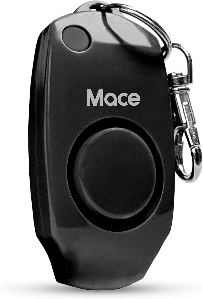 Mace Personal Safety Alarm - Loud 130db Siren, Built in Emergency Whistle, Easy On/Off Push Button Activation, Batteries Included, Personal Alarm for Women & Men - Black