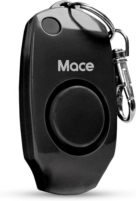 Mace Personal Safety Alarm - Loud 130db Siren, Built in Emergency Whistle, Easy On/Off Push Button Activation, Batteries Included, Personal Alarm for Women & Men - Black