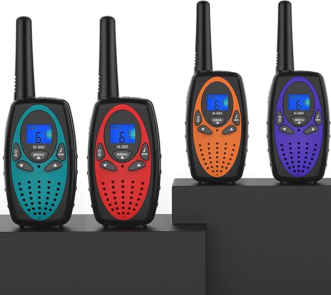 Walkie Talkies Long Range, M880 Two Way Radio for Adults with LCD Screen/Resistance Wakie-Talkies with Noise Cancelling for Men Women Outdoor Cruise Ship (Blue YellowGreen Red Orange)