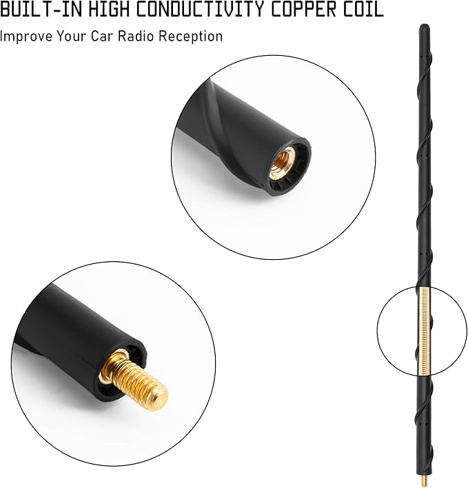 16 Inch Antenna for 2007-2025 Jeep Wrangler Gladiator Rubicon Sahara Sport 4xe Willys Mojave Unlimited, Jeep Wrangler Gladiator Accessories JK JL JT Upgrade Antenna for AM FM Radio