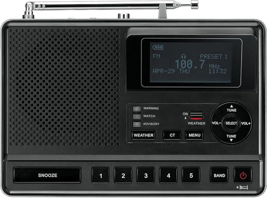 Sangean CL-100 NOAA, S.A.M.E and Public Alert Certified Weather Alert Table-Top Radio with AM/FM-RBDS, and EEPROM Back Up for Preset Stations
