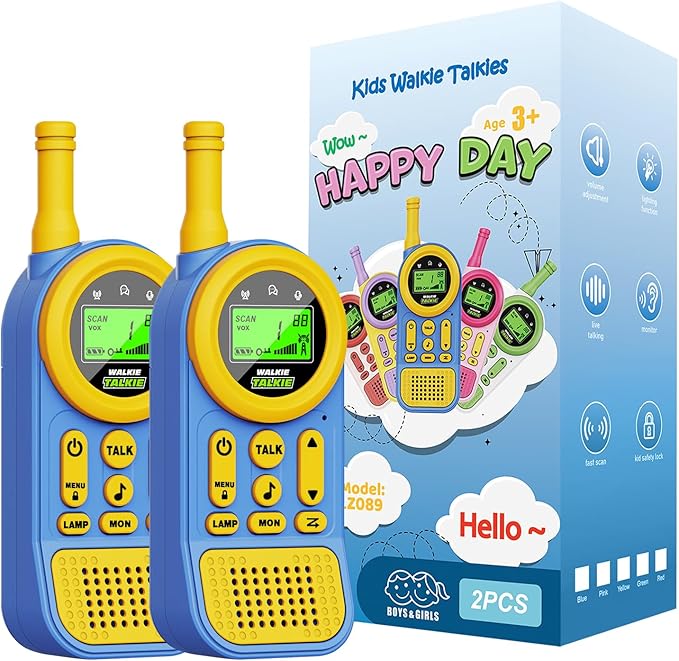 Walkie Talkies for Kids Toys: Toys for 3-12 Year Old Boys Girls - 22 Channels 2 Way Radio Toy with Backlit LCD Flashlight - 3 Miles Range for Outside/Camping/Hiking (2-Pack)