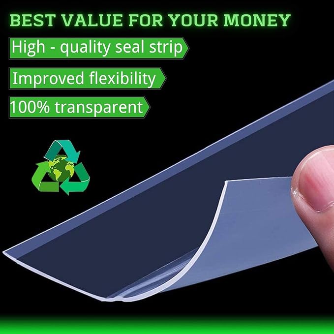 Weather Stripping Silicone Seal Strip, Weather Stripping Door Seal Strip - House and Glass Shower Doors Silicone Sealing for Door and Windows Gaps of Collision and Side, (Transparent) 45MM…