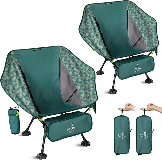 ATEPA UFO3.0 Backpacking Camping Chair, Ultralight Extra Wide Comfortable Folding Chairs Heavy Duty Portable Hexagon Ergonomic Height Adjustable Seat with Anti-Sinking Feet for Hiking Outdoor