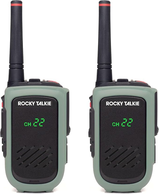 Rocky Talkie Expedition 5 Watt Radio - GMRS Radio with IP67 Waterproofing, Long Range Walkie Talkie, NOAA Weather Alerts, 5 Day Battery Life,2 Pack