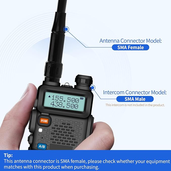 Superbat Dual Band VHF UHF Radio Antenna 136-174/400-470MHz SMA Female Fiberglass Antenna for Baofeng UV-5R Retevis RT-5R Aliunce HD1 Arcshell AR-5 Two Way Radio