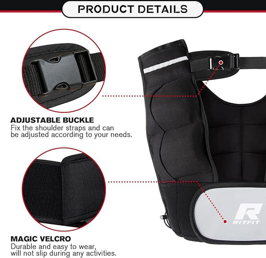 RitFit Weighted Vest, 4lb/8lb/10lb/12lb/15lb/20lb Weight Vest with Reflective Stripes, Weight Vest Adjustable for Women and Men Workout, Strength Training, Running, Fitness, Jogging, Walking