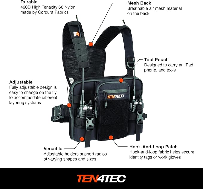Double Radio Harness for Outdoor Technicians, Wildland Firefighters, Search & Rescue, & Riggers