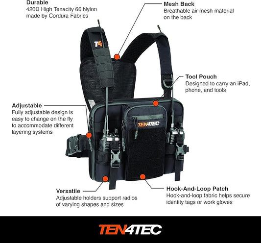 Double Radio Harness for Outdoor Technicians, Wildland Firefighters, Search & Rescue, & Riggers