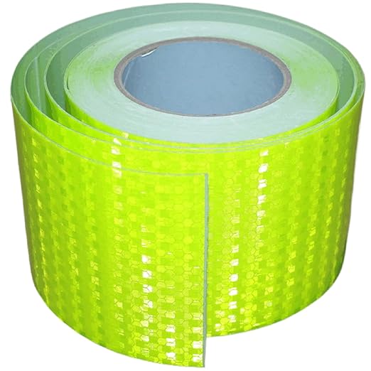 Fluorescent Green Reflective Tape 4 inch Wide, Outdoor Waterproof Safety Adhesive Stickers, High Visibility Industrial Marking Tape (68 feet)