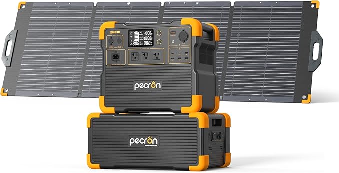 Pecron E2400LFP Power Station Kit with 3072Wh Extra Battery and Solar Panel*1, 2048Wh Solar Generator with 2400W AC Output for RV Travel, Camping, Home Use, CPAP