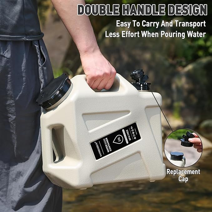 3.2 Gallon Water Jug,Camping Water Container with Spigot,BPA-Free with Cleaning,Brush Military Green Tank Portable,Suitable for Outdoor Camping and Hiking,Grey