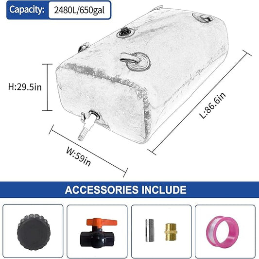 2480 L/650 Gal Water Bladder Tank, Foldable Portable Water Storage Container, Emergency Water Bag for RV, Truck Bed, Fire Prevention, Drought Resistance, Blue