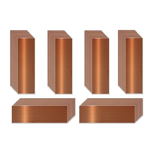 Brown Reflective Stickers 2 inch X 6 inch, Outdoor Waterproof High Visibility Warning Safety Adhesive Reflector Tape (60 Pcs)