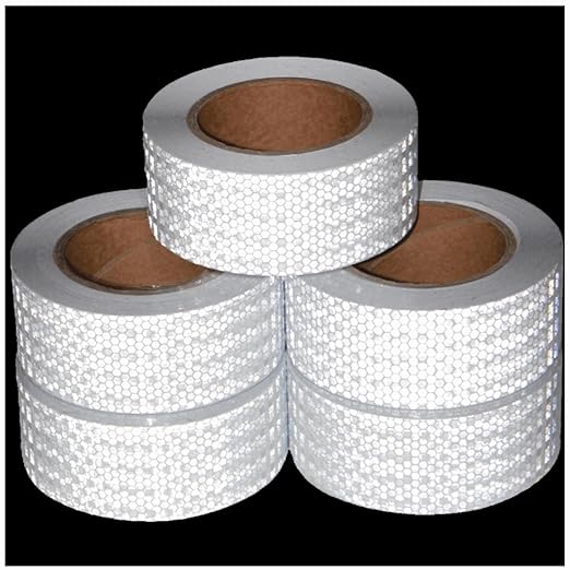 Industrial Reflective Tape White 2 inch Wide, Outdoor Waterproof High Visibility Safety Warning Adhesive Strips (66 feet, 5 Rolls)