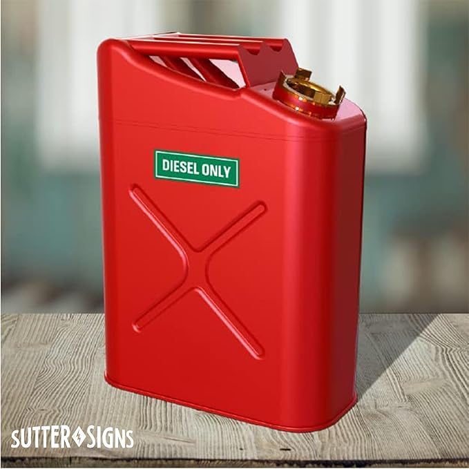 Sutter Signs 9pc Diesel Only/Gasoline Only/Mixed Fuel Only Stickers for Fuel Tank | Weatherproof Adhesive Decals for Trucks, Tractors, Fuel Cans, Gas Caps